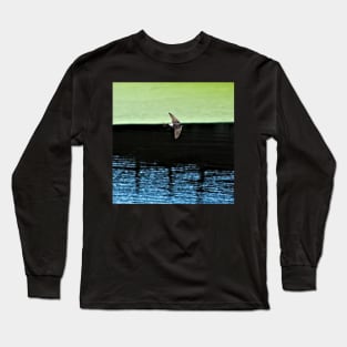 Swallow Flying Across Lake Bird Wildlife Spring Long Sleeve T-Shirt